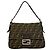 Fendi Vintage Zucca FF Logo Schultertasche Braun Schwarz