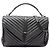 Autre Marque Borsa Satchel College Saint Laurent in pelle di pecora chevron grigia Large con monogramma Marrone Grigio antracite