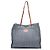 Céline Celine Cabas Squared Tote aus blau gestreiftem Textil und Kalbsleder Marineblau