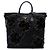 Tote Sacola Prada em Tessuto preto com miçangas e apliques florais