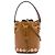 Borsa bucket Fendi Brown Mini Leather Studded Floral Mon Tresor