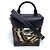 Bolso de hombro 2-Way MCM con estampado de leopardo Negro Beige