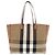 Burberry Check Canvas Brown Tote Bag Braun