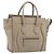 Céline CELINE Luggage Micro Shopper Hand Bag Leather Beige Silver Auth 196658V Plata