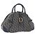 Borsa a mano Double Saddle in tela Trotter Christian Dior Navy Tono Oro Auth ka6207 Blu navy