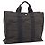 Hermès HERMES Her Line MM Handtasche Canvas Grau Silber Auth 205886A Braun