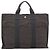 Hermès Bolsa HERMES Her Line MM Canvas Cinza Prata Auth 205800A Marrom - vista 3