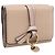 Chloé Cartera Chloe Alphabet Trifold de cuero rosa tono dorado Auth BA15602