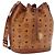 MCM Vicetos Logogram Schultertasche PVC Leather Brown Gold Auth 204094 Braun Golden