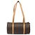 Céline Celine Vintage Barrel Macadam Canvas & Leather Marrone - vista 2
