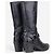 Botas Biker Cowboy com fivelas e arnês Prada dos anos 2000, cano alto Preto - vista 2