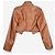 Fendi SS22 Cropped Bolero Leder-Blazer Jacke Braun - Ansicht 2