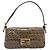 Borsa Fendi Mamma Baguette Zucca in pelle verniciata medium Beige