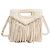 Maje Leder-Fransentasche mit Lammfell in Beige