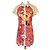Autre Marque Anatopik Abito Camicia Corto con Stampa Agrumi e Pois Rosa Rosso Multicolore Beige Arancione Giallo