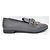 Mocassini Chanel in pelle grigia con catena oro D'oro Grigio - vista 5