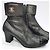 Chanel Metallic-Leder Stiefeletten mit CC-Logo Schwarz Metallisch - Ansicht 2