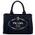 Prada Small Canvas Canapa Logo Tote Schwarz