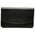Cartera larga con solapa Chanel Black CC de piel de cordero acolchada Negro