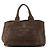 Tote Bag Prada Large in Suede e Canapa Marrone con Logo Marrone scuro