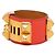 Bracciale Collier de Chien Hermès in Epsom rosso e placcato oro - vista 2