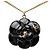 Collana con pendente Chanel Black CC placcata oro smalto Camélia Nero - vista 3