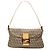 Borsa a tracolla Fendi Brown Zucchino Canvas con doppio lembo Marrone Marrone chiaro