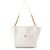 Saco Tote com corrente Chanel em couro de bezerro grão branco