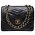 VINTAGE CHANEL CLASSIQUE TIMELESS HANDTASCHE AUS SCHWAREM CHEVRON-LEDER Schwarz