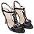 Sandali con tacco T-Strap in pelle verniciata nera con cristalli Prada Nero - vista 3