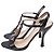 Sandali con tacco T-Strap in pelle verniciata nera con cristalli Prada Nero - vista 4