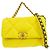 Bolsa de aba Chanel 19 em pele de cordeiro acolchoada Amarelo