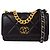 Chanel 19 Klapptasche aus gestepptem Lammleder Schwarz