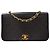 Chanel Vintage Mini Full Flap aus gestepptem Lammleder Schwarz