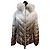 Autre Marque Chaqueta de Plumón Angelo Marani Estampado Leopardo con Piel de Zorro Castaño Blanco Estampado de leopardo