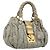 Borsa a mano arricciata Miu Miu in pelle 2way Grigio Oro Auth LN169 Marrone D'oro