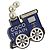 Spilla CHANEL Coco Train Metallo Blu Tono Oro CC Auth 205865M