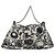 CHANEL Chain Tote Bag Nylon Schwarz Silber CC Auth 203235A