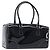 Bolsa de mão PRADA Couro envernizado Black Silver Auth 204066A Preto Prata