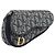 Pouch Saddle Christian Dior Trotter Canvas Navy Tono Oro Auth ar14184 Blu navy
