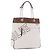 BURBERRY Blue Label Chain Tote Bag Canvas Weiß Silber Auth 204369