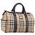 Burberrys Nova Check Boston Bag Canvas Beige Gold Auth am12606V Golden