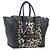Céline CELINE Luggage Mini Shopper Handtasche Canvas Leather Black Gold Auth 203648A Schwarz Golden