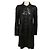 Abrigo de piel de cabra Burberry Black Shimmer Iridescent con botones frontales Negro