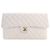 Weiße Chanel CC gesteppte Caviar Flap Clutch