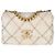 Chanel 19 Medium Flap Bag aus multicolorigem beigem gestepptem Lammleder und Mischfasern - Ansicht 8