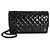 Gabrielle Borsa Chanel So Black Quilted Patent Medium Classic Double Flap Bag Nero