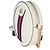 Borsa rotonda Mini Ophidia Gucci in pelle di vitello testurizzata Mystic White con banda Web Bianco - vista 3