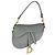 Borsa Saddle Media in vitello grana blu grigio Christian Dior Marrone