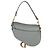 Borsa Saddle Media in vitello grana blu grigio Christian Dior Marrone - vista 2